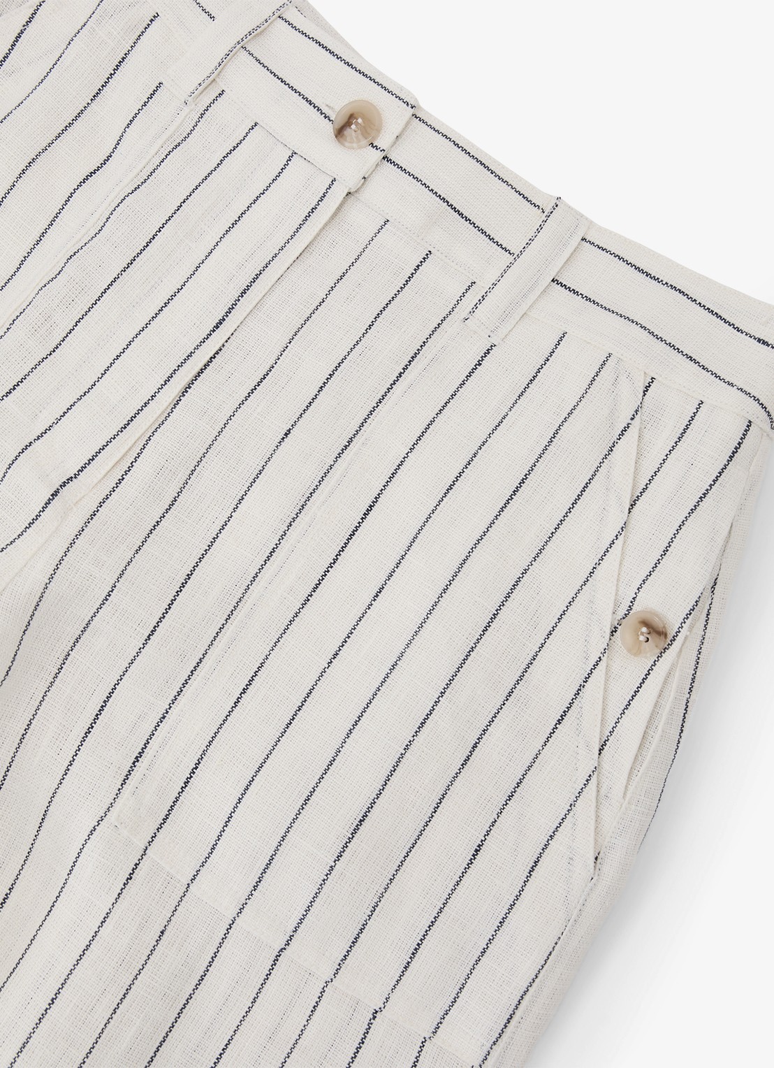 Reiss Ashby high waist wide fit pantalon van linnen - detail 7 gebroken wit