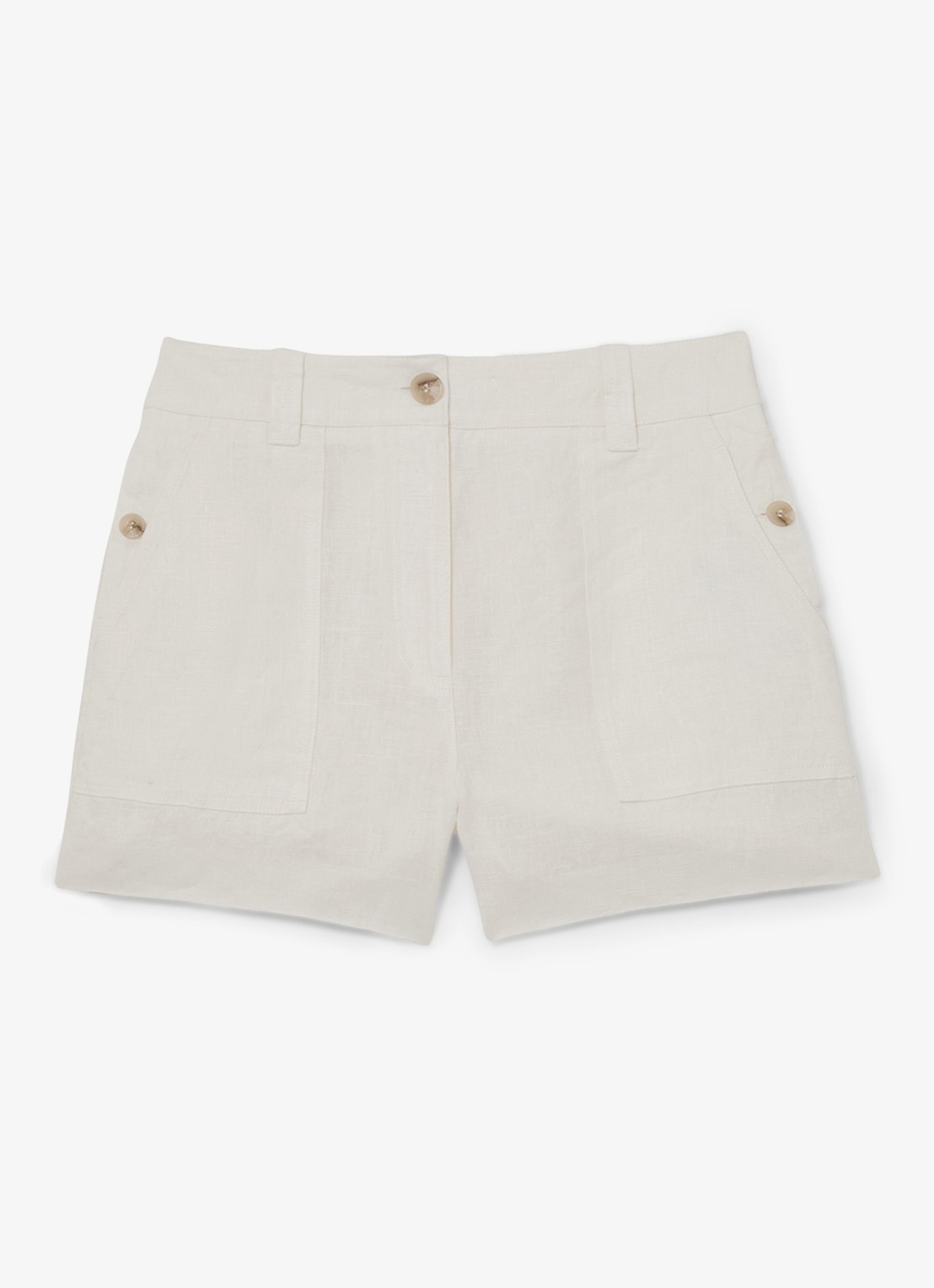 Reiss ASHBY Linen Shorts - voorkant 2 wit