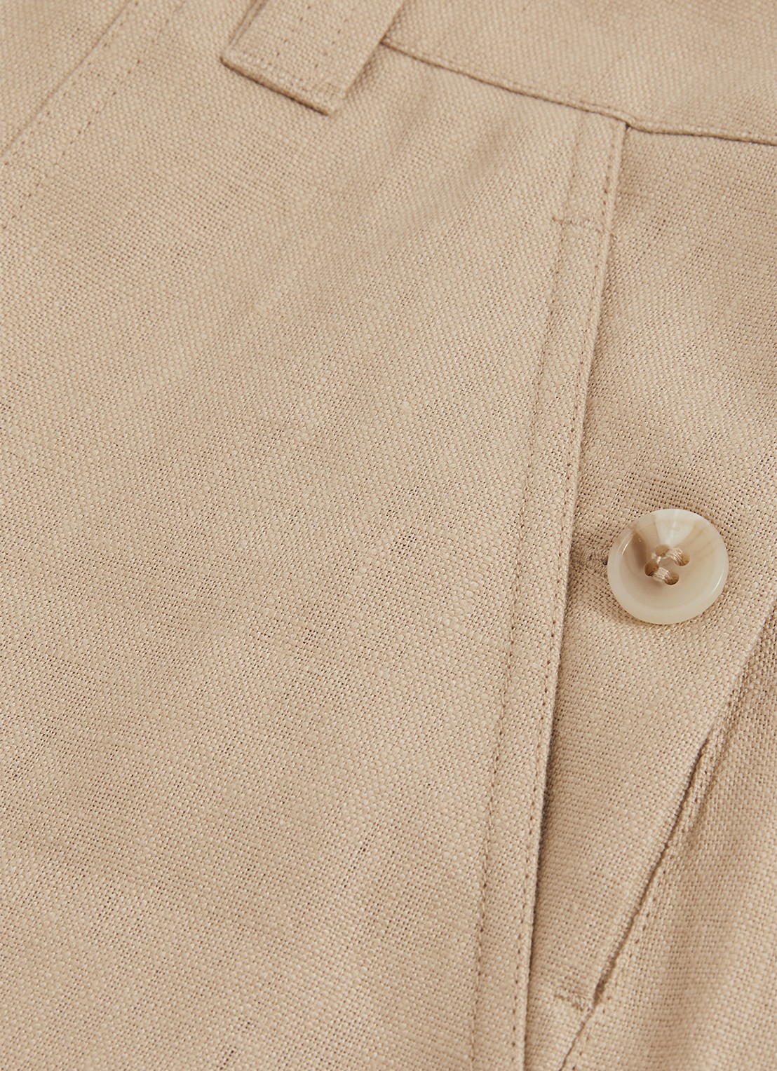 Reiss ASHBY Linen Shorts - detail 2 beige