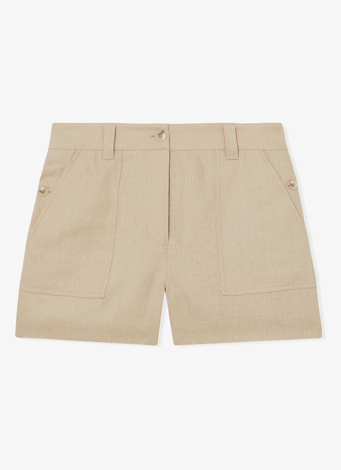 Reiss ASHBY Linen Shorts - voorkant 4 beige