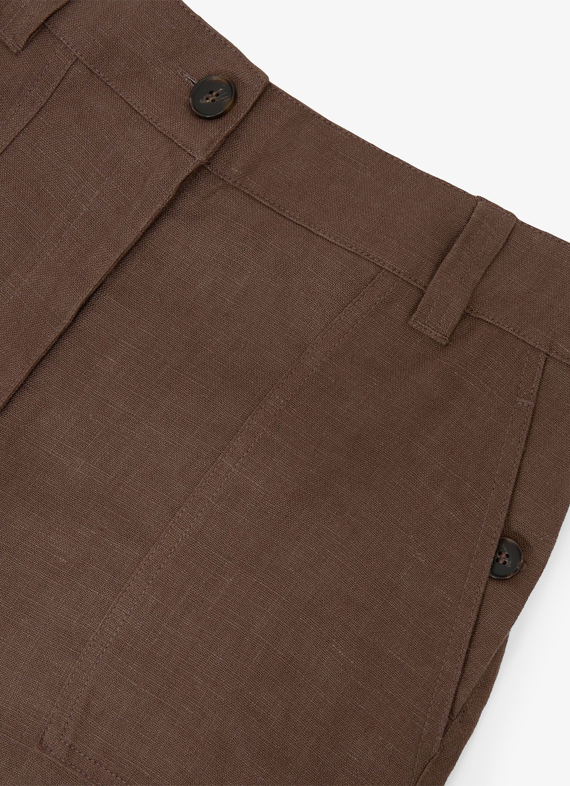 Reiss ASHBY Linen Shorts - detail 5 chocoladebruin