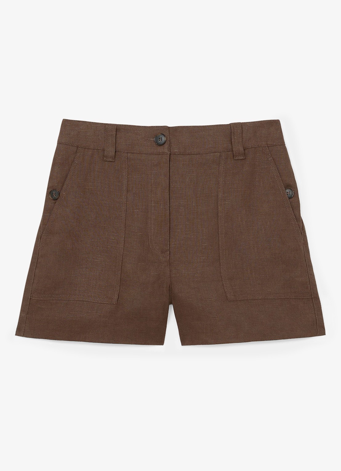 Reiss ASHBY Linen Shorts - voorkant chocoladebruin
