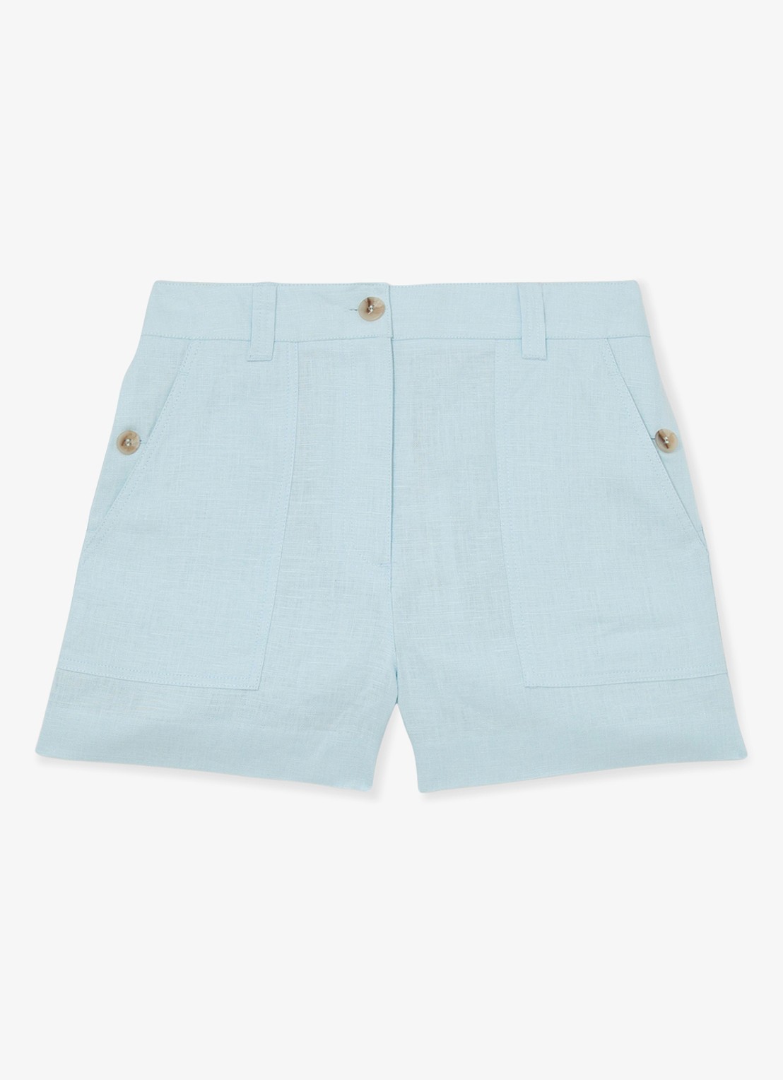 Reiss ASHBY Linen Shorts - voorkant 5 lichtblauw