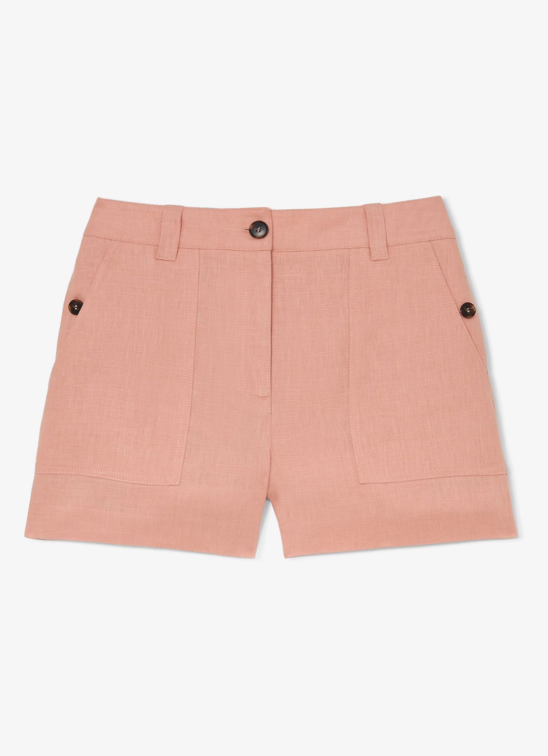 Reiss ASHBY Linen Shorts - voorkant 6 zalmroze