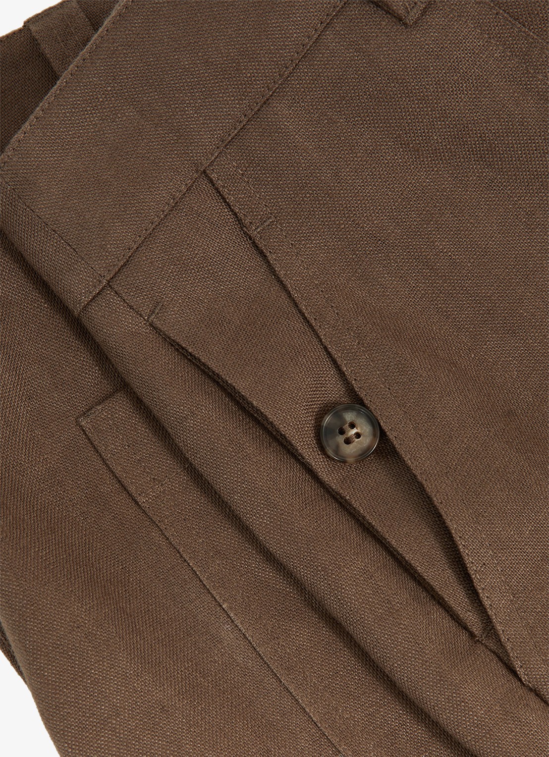 Reiss Ashby mid waist wide fit broek van linnen met steekzakken - detail 5 chocoladebruin