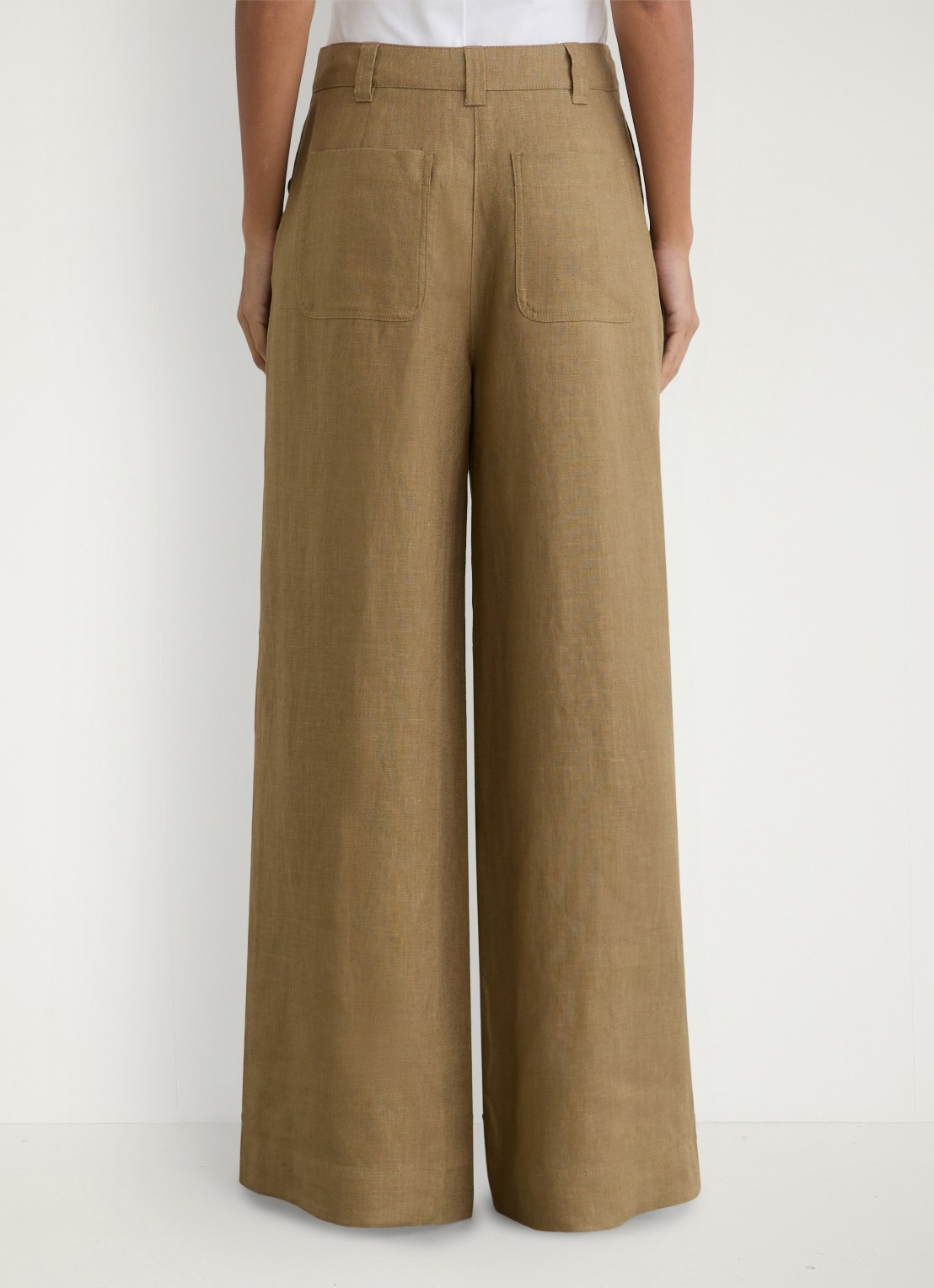 Reiss Ashby mid waist wide fit broek van linnen met steekzakken - achterkant 7 khaki