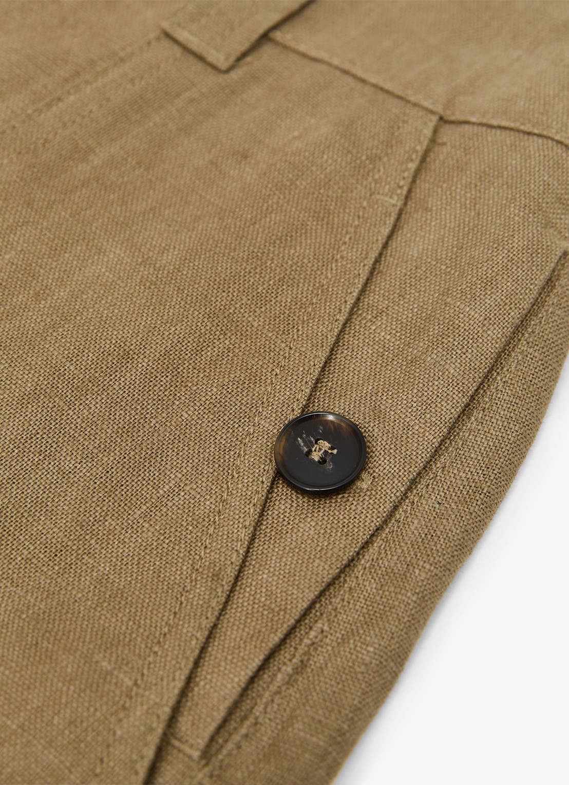 Reiss Ashby mid waist wide fit broek van linnen met steekzakken - detail 6 khaki
