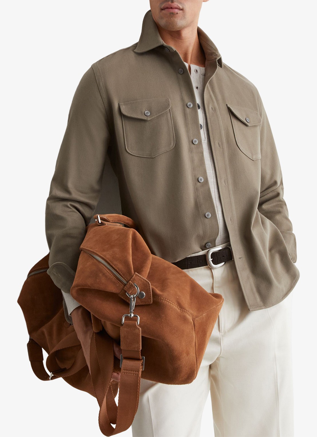 Reiss Astra regular fit overshirt met borstzakken - detail 2 beige