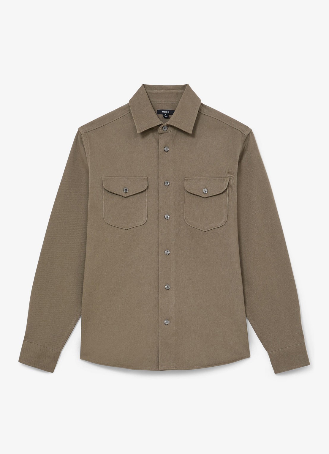 Reiss Astra regular fit overshirt met borstzakken - voorkant 5 beige