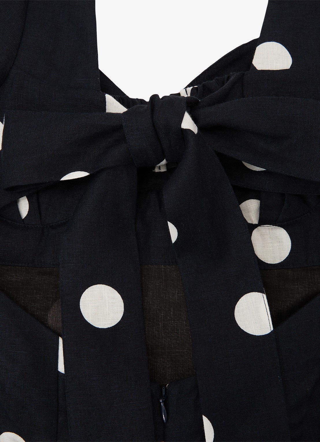 Reiss Astrid midi jurk van linnen met pofmouw - detail 7 zwart