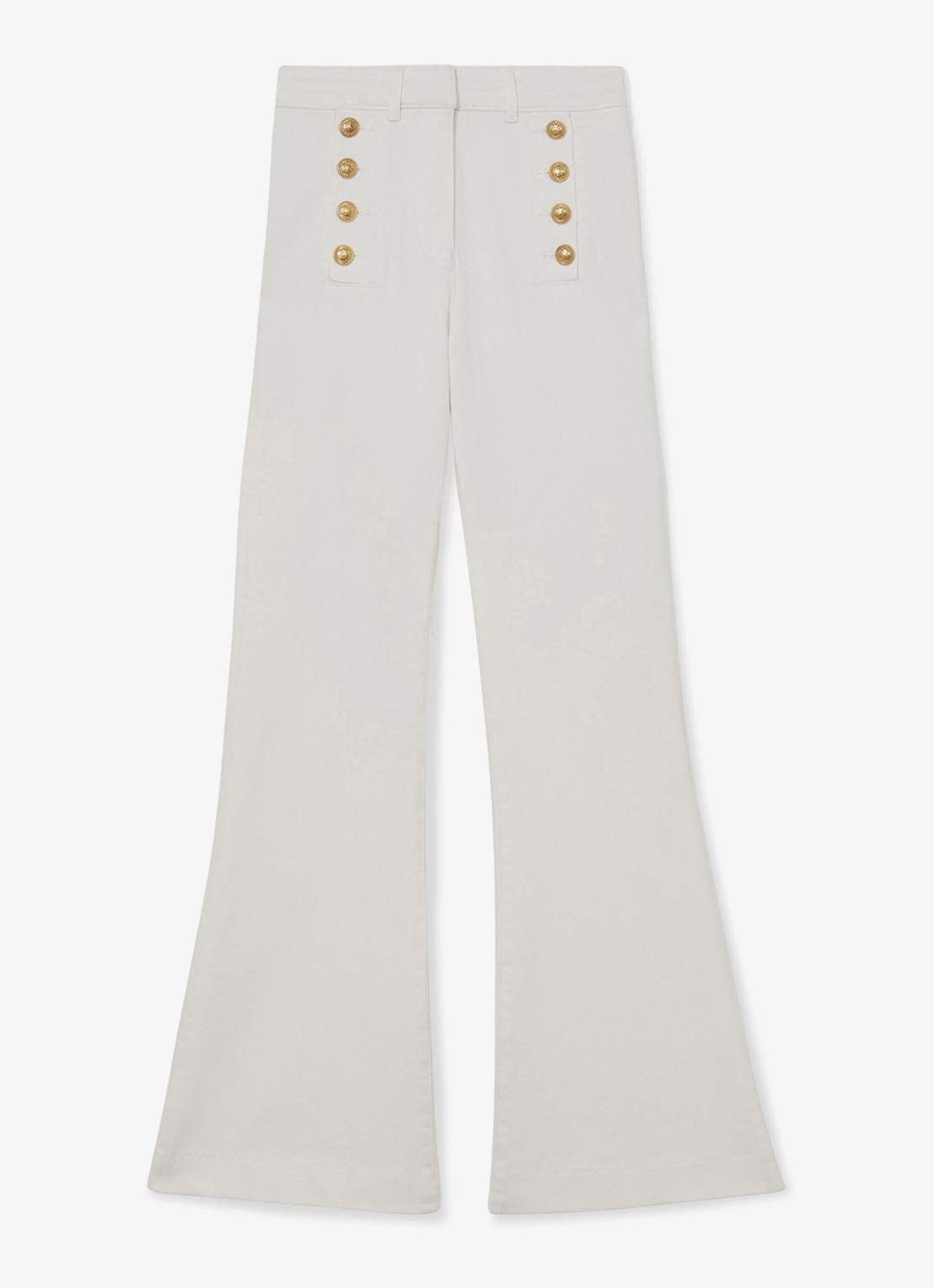 Reiss Athena high waist flared fit jeans in katoenblend - voorkant 6 wit