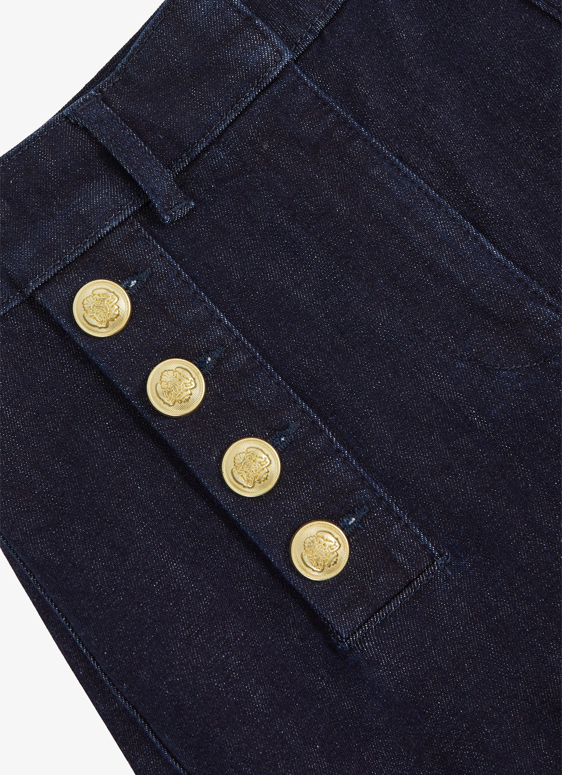 Reiss Athena high waist flared jeans met knoopdetail - detail 5 donkerblauw