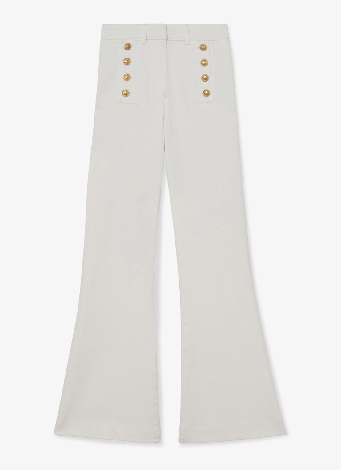 Reiss Athena mid waist flared jeans met knoopdetail - voorkant 6 wit