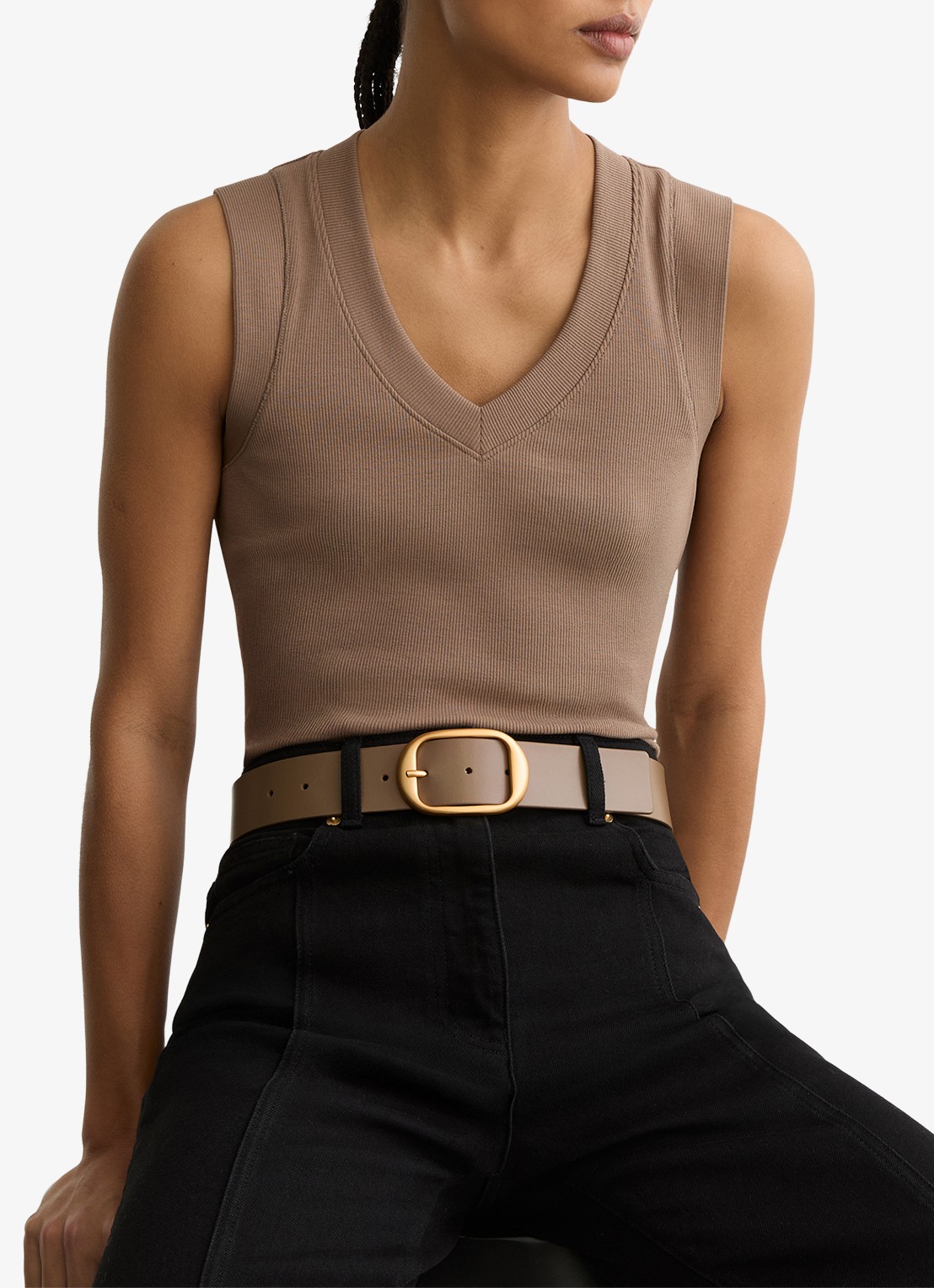 Reiss Athena riem van leer  - detail 3 bruin