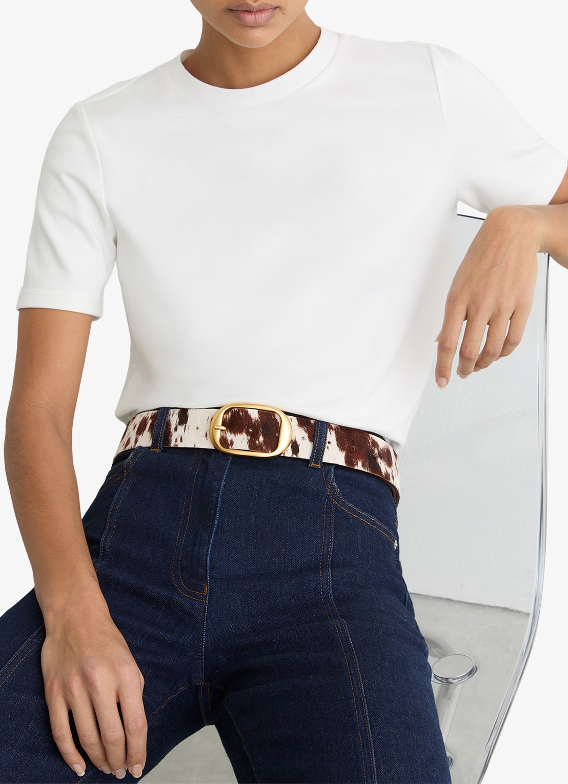 Reiss Athena riem van leer  - voorkant 2 bruin