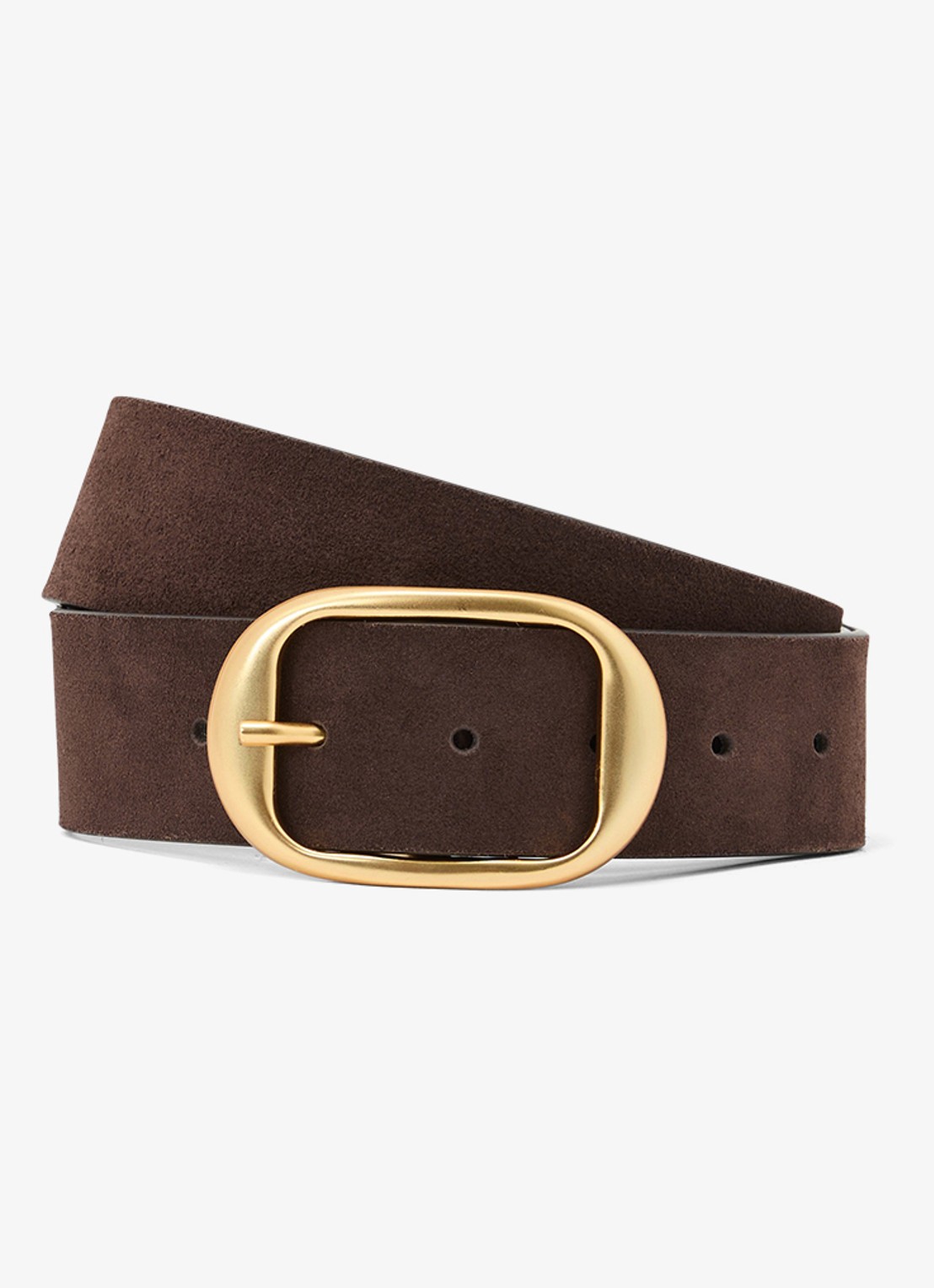Reiss Athena riem van suède - voorkant chocoladebruin