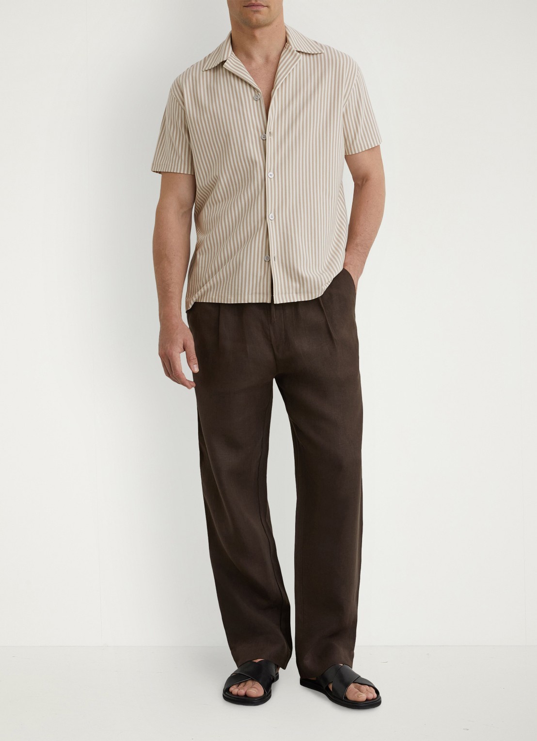 Reiss Aurelia overhemd met streepprint - voorkant 6 beige