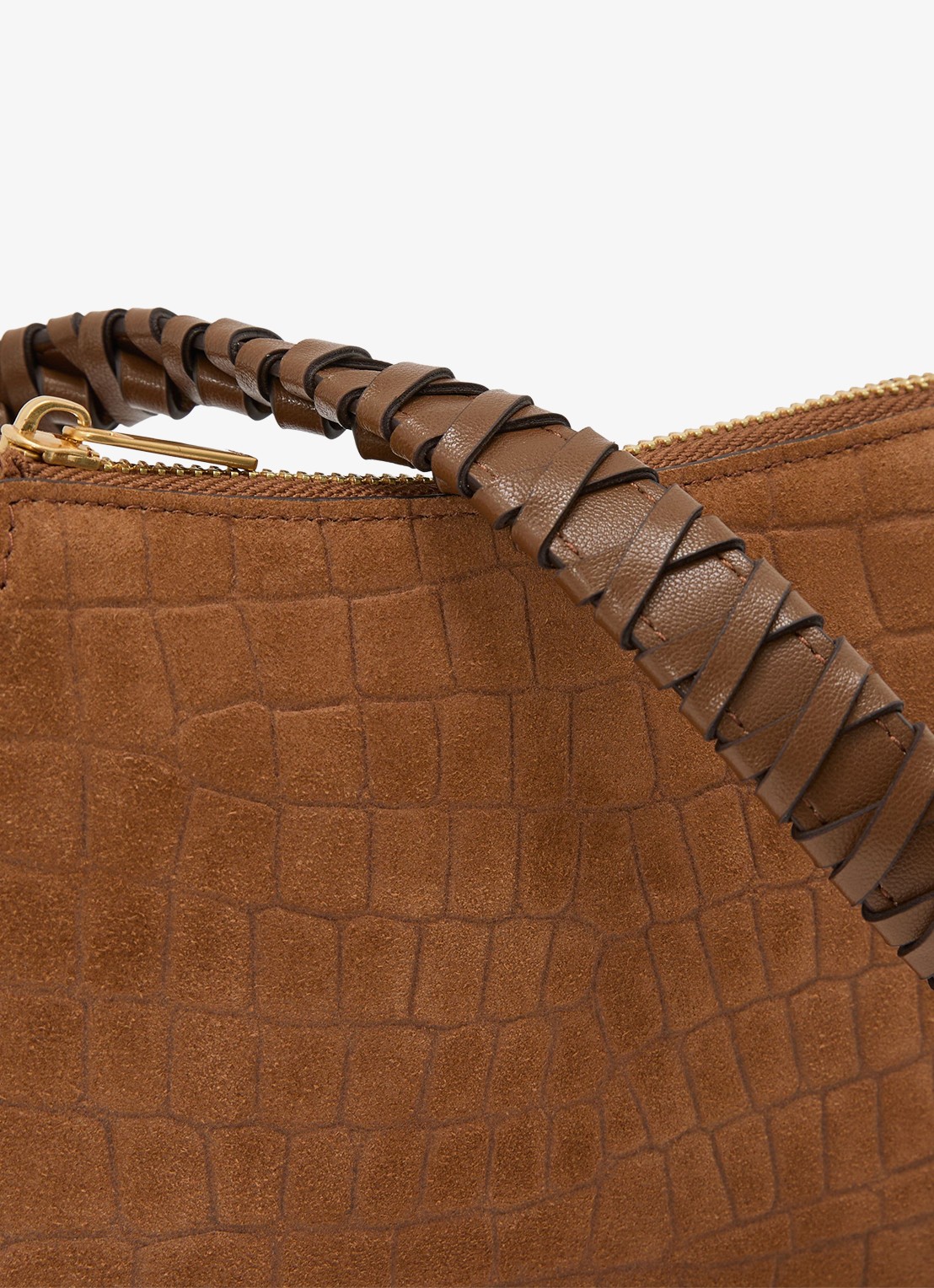 Reiss Avery schoudertas met suède details en crocostructuur - detail 5 tan / beige