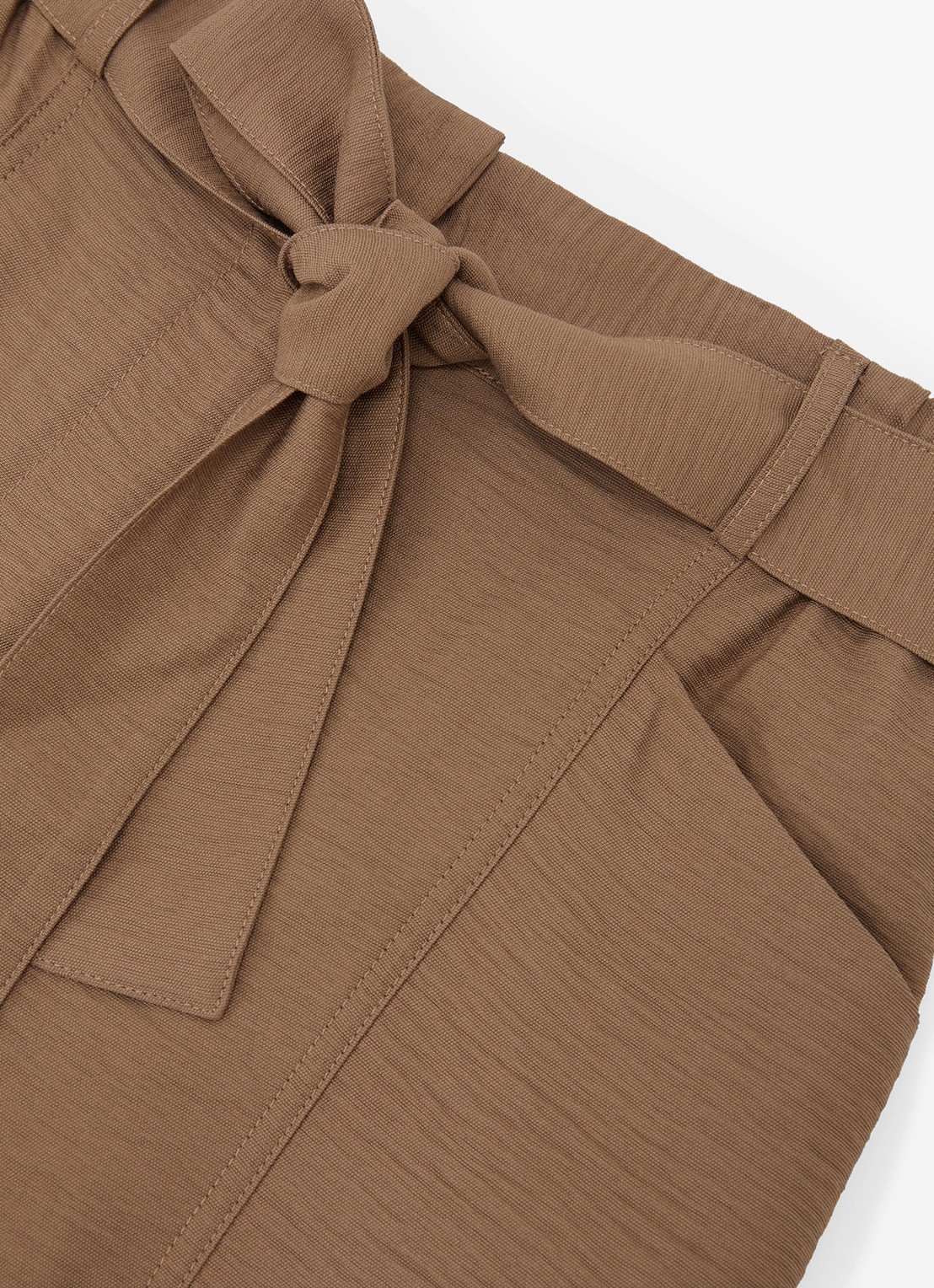 Reiss Avril high waist wide fit krote broek met strikceintuur - detail 6 bruin