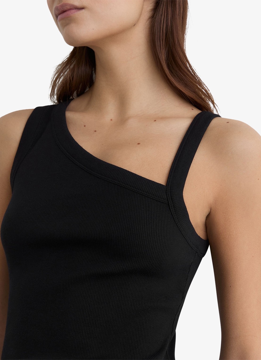 Reiss Aysha ribgebreide top met asymmetrische hals - detail 3 black / zwart