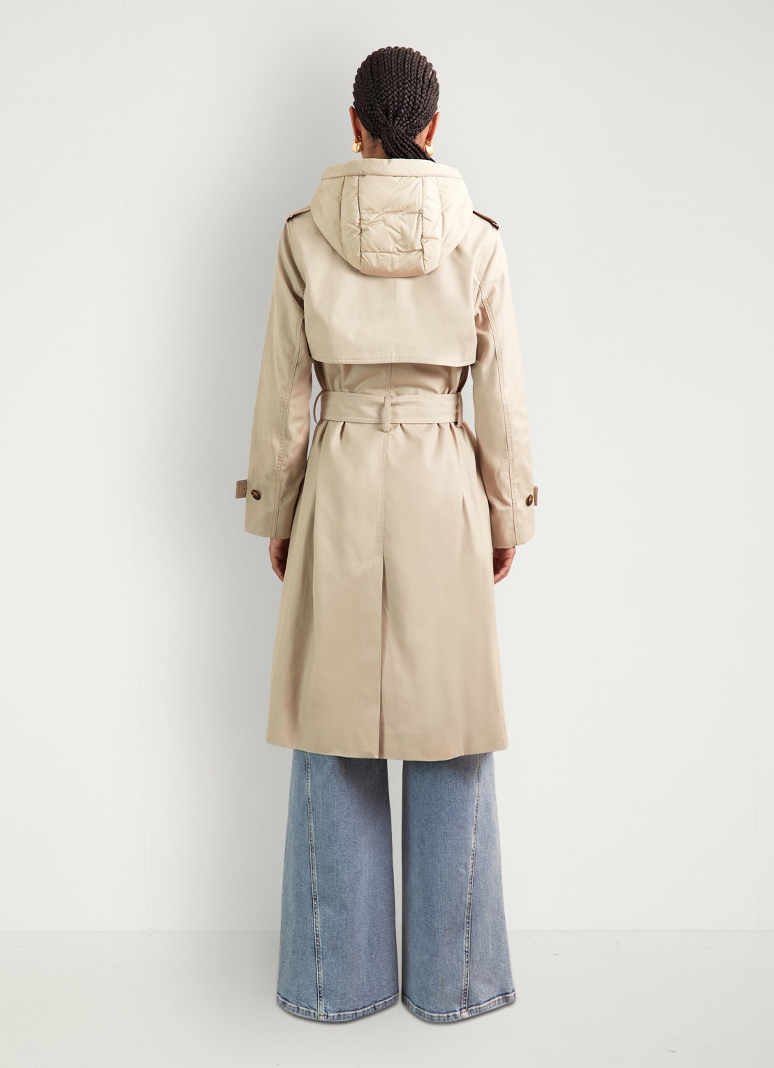 Reiss Azura double-breasted trenchcoat met afneembare capuchon - achterkant 5 beige