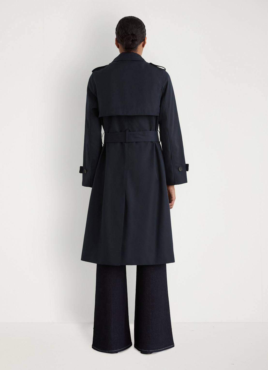 Reiss Azura double-breasted trenchcoat met afneembare capuchon - achterkant 2 donkerblauw