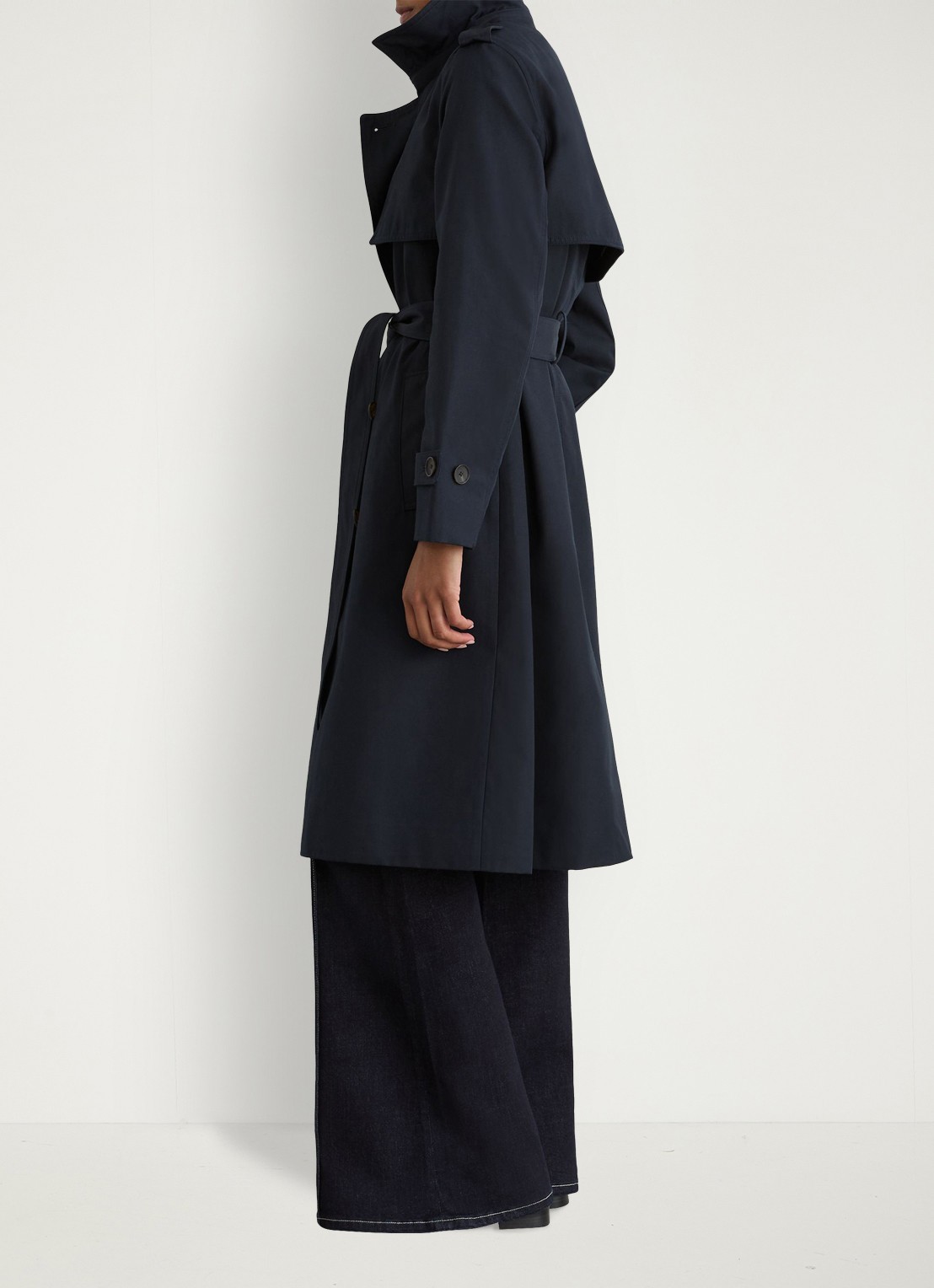 Reiss Azura double-breasted trenchcoat met afneembare capuchon - detail 4 donkerblauw
