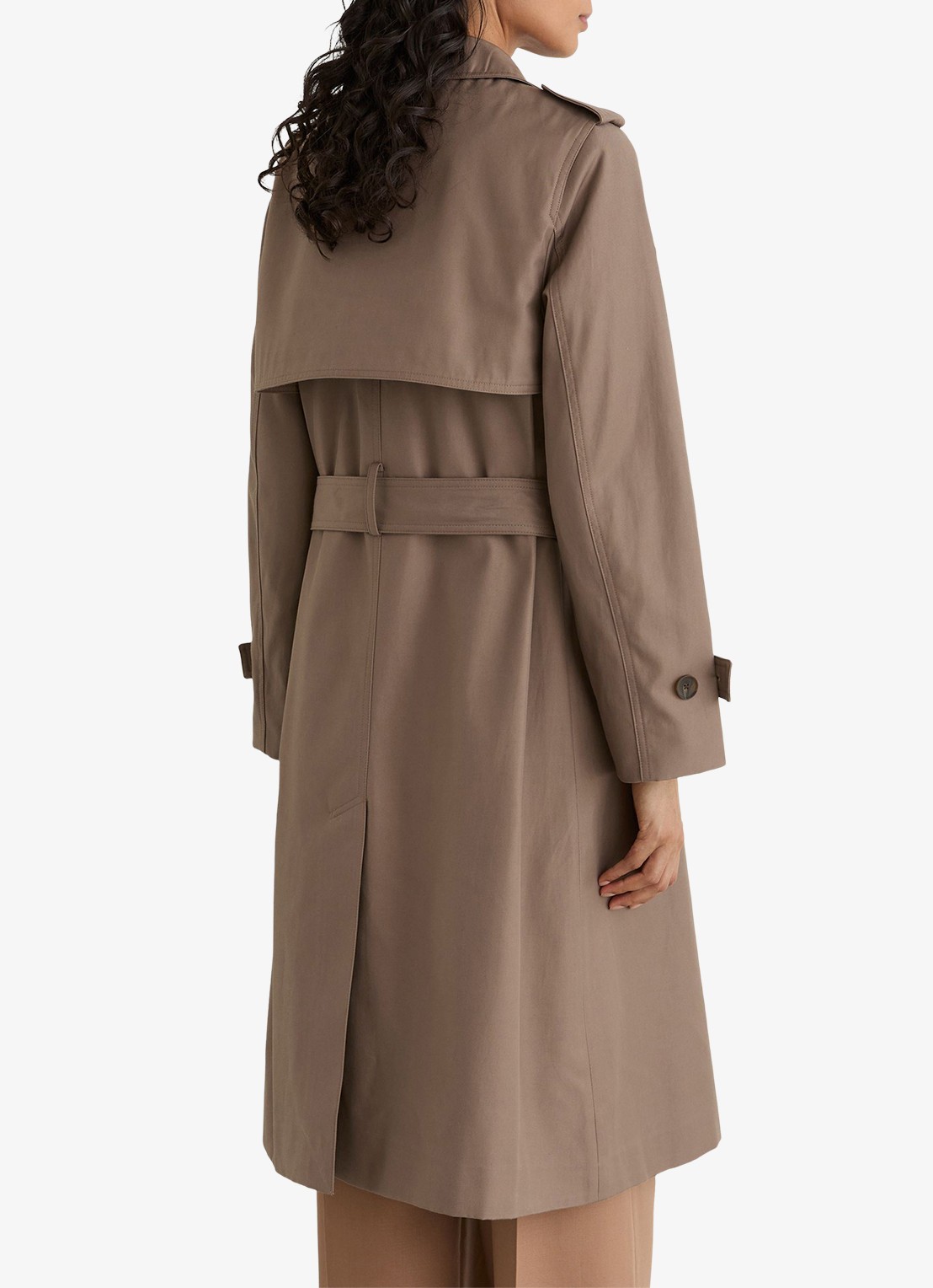 Reiss Azura Trenchcoat met ceintuur en afneembare capuchon - achterkant beige