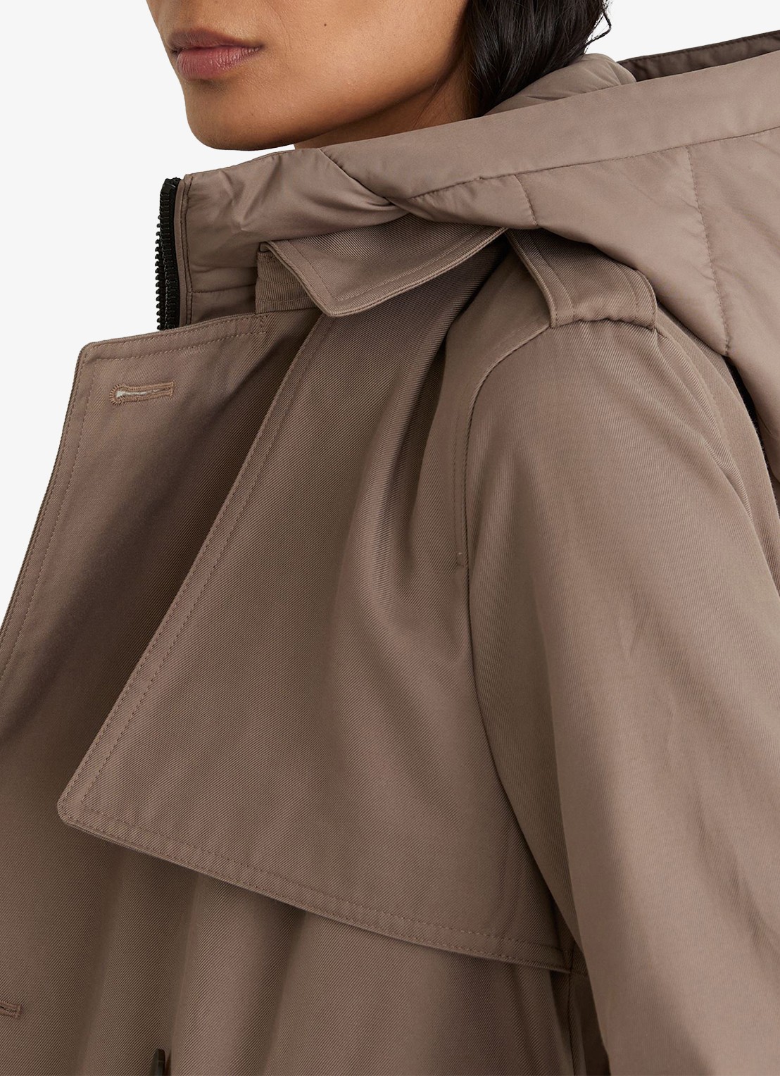 Reiss Azura Trenchcoat met ceintuur en afneembare capuchon - detail 5 beige