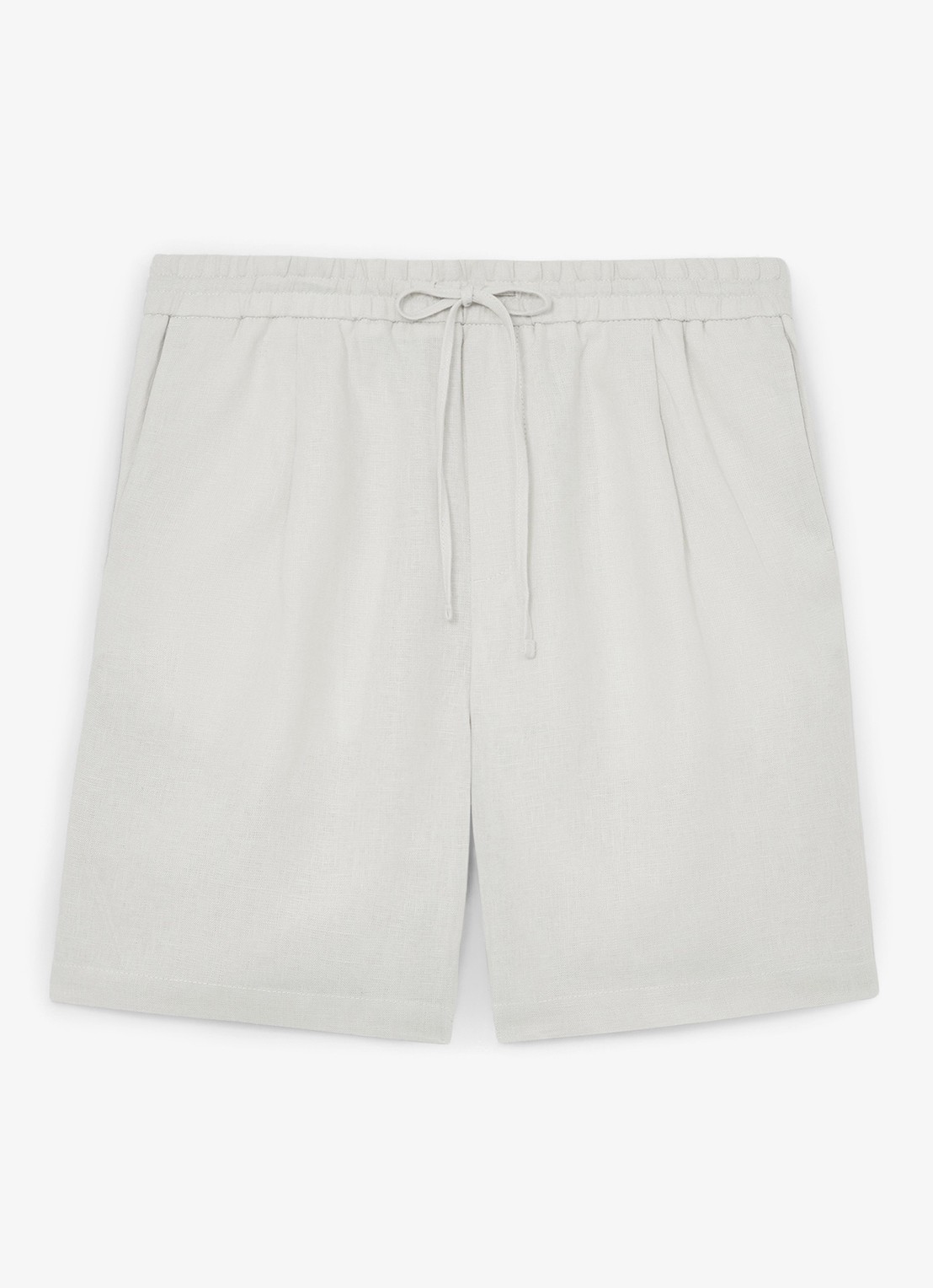 Reiss Barges straight fit korte broek van linnen - voorkant 2 stone / beige