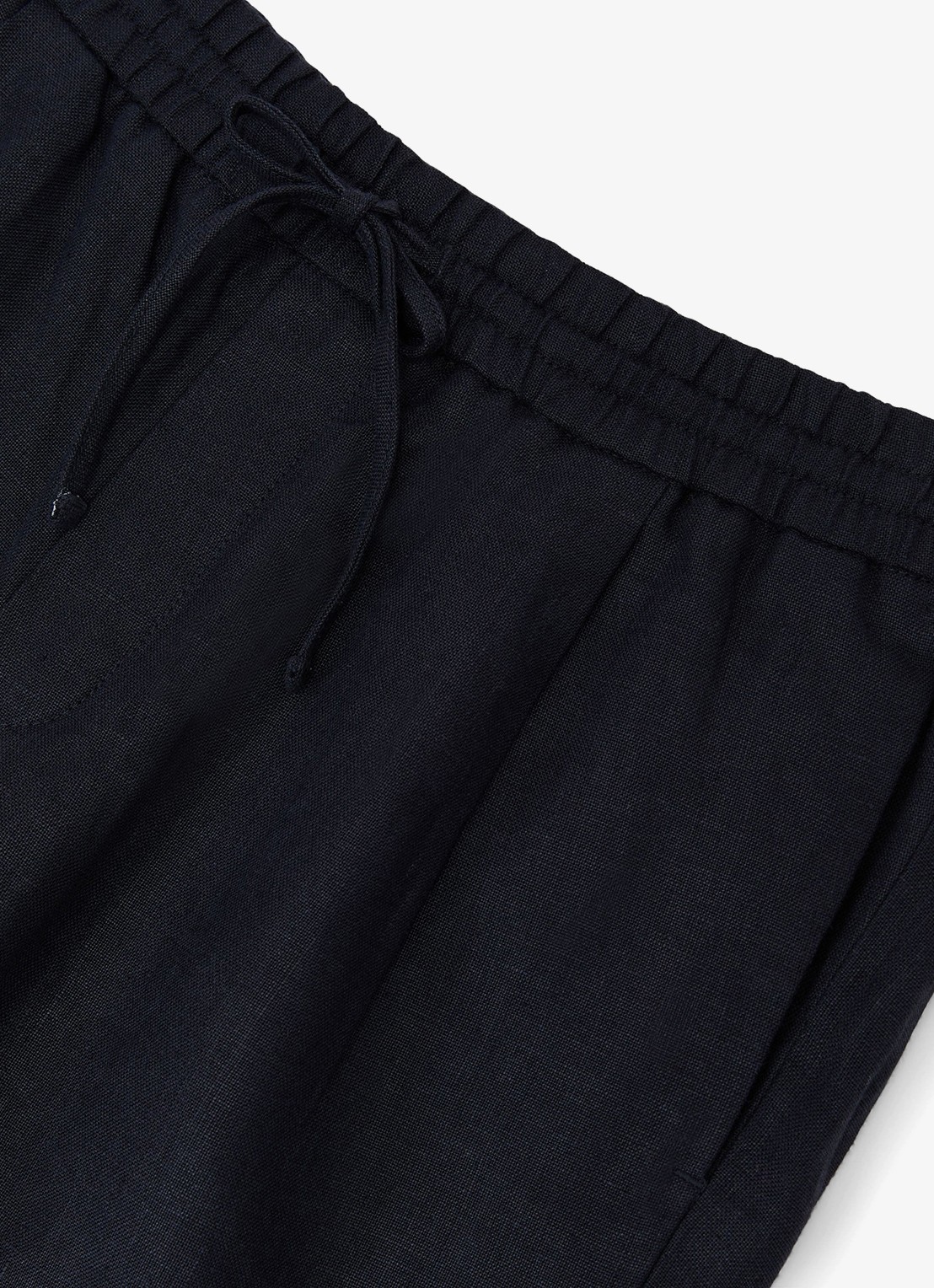 Reiss Barges straight fit korte broek van linnen - detail 4 donkerbruin