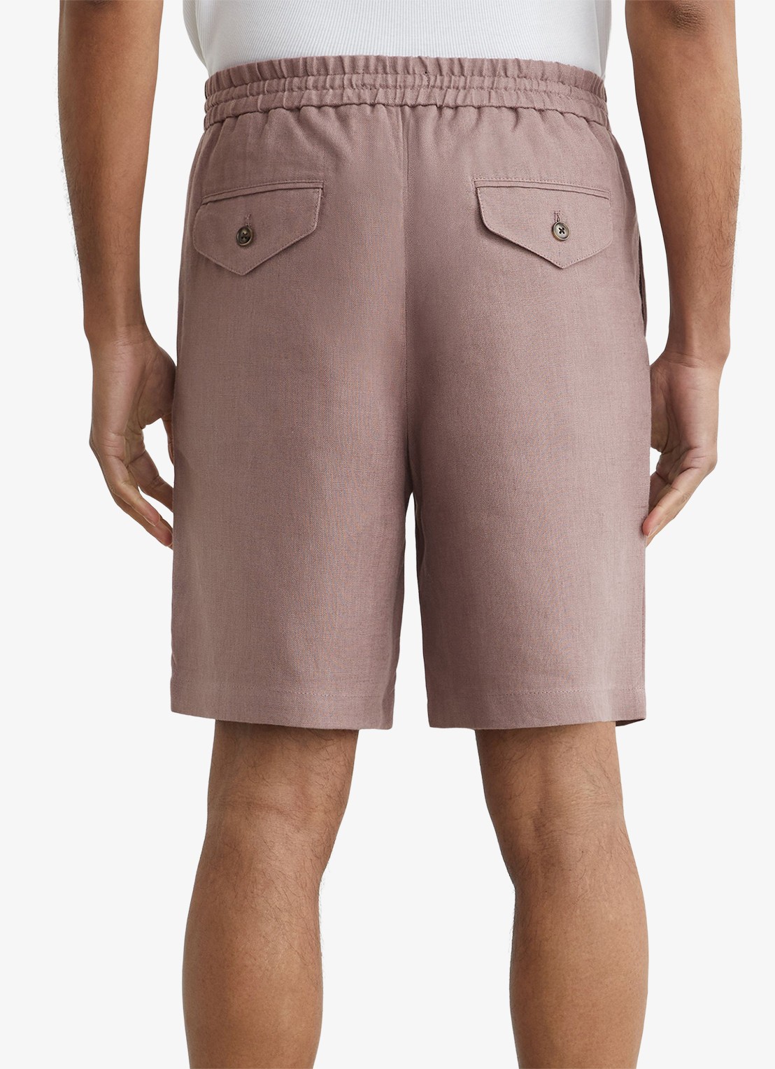 Reiss Barges straight fit korte broek van linnen - achterkant 5 roze