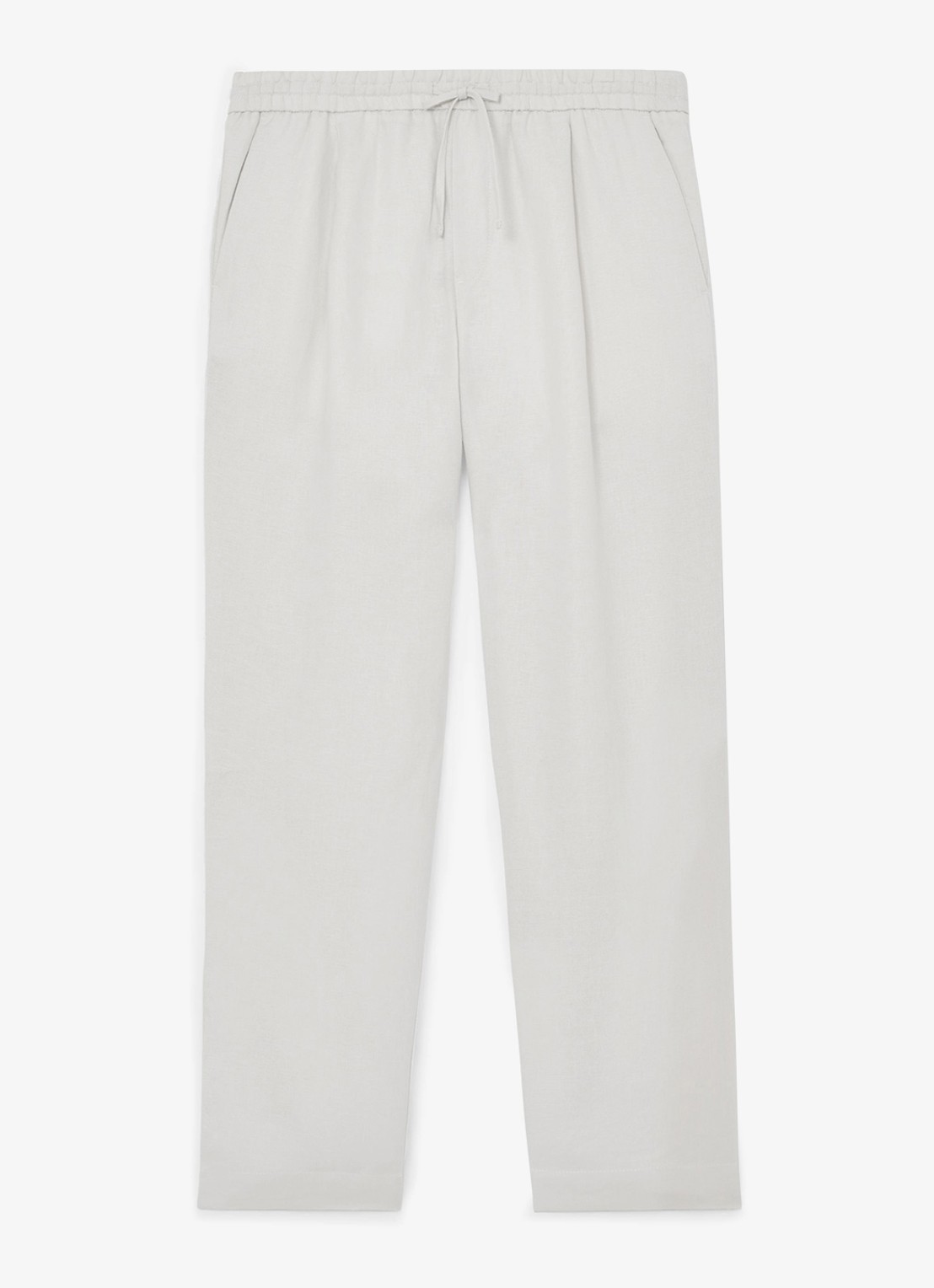 Reiss Barges straight fit pantalon van linnen - voorkant 4 stone / beige
