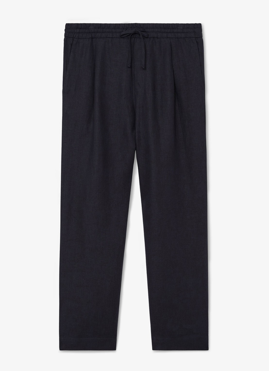 Reiss Barges straight fit pantalon van linnen - voorkant navy / blauw