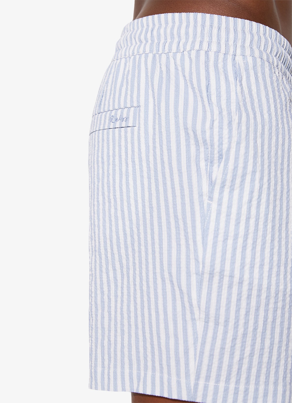 Reiss Bay Seesucker zwemshort met streepprint  - detail 5 lichtblauw
