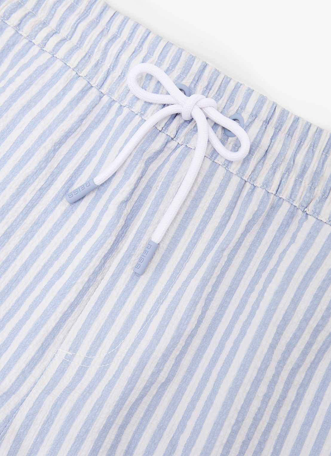 Reiss Bay Seesucker zwemshort met streepprint  - detail 6 lichtblauw