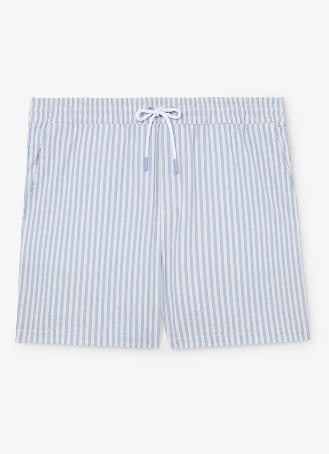 Reiss Bay Seesucker zwemshort met streepprint  - voorkant 2 lichtblauw