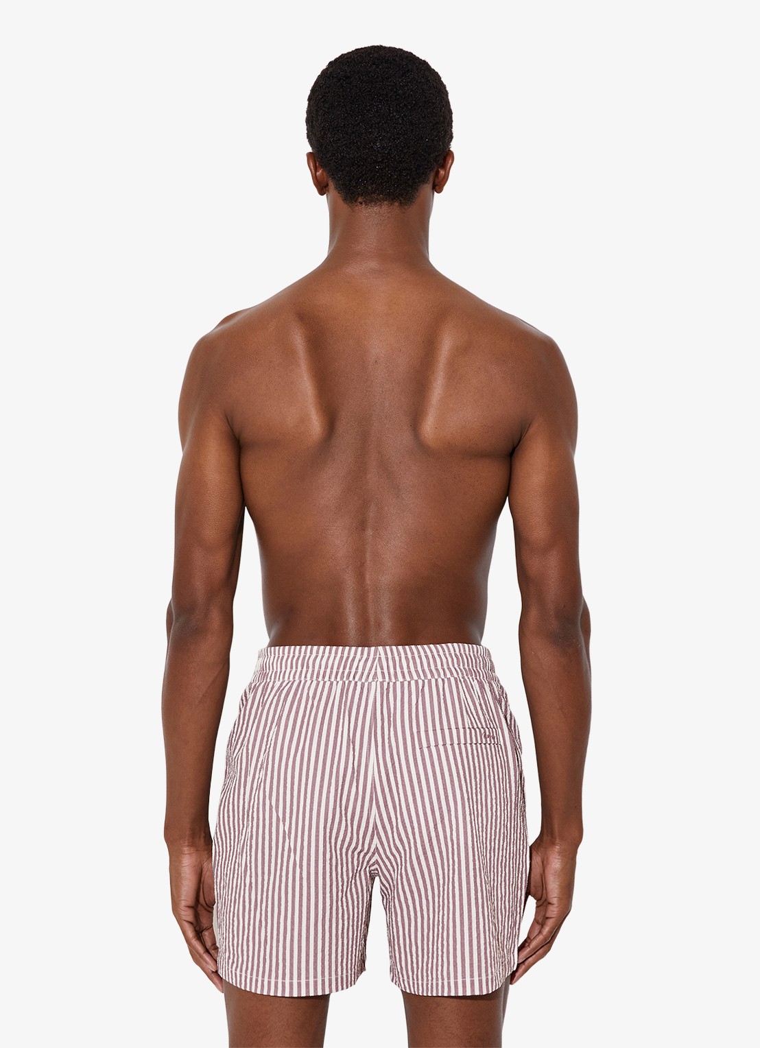 Reiss Bay Seesucker zwemshort met streepprint  - achterkant 6 lichtroze
