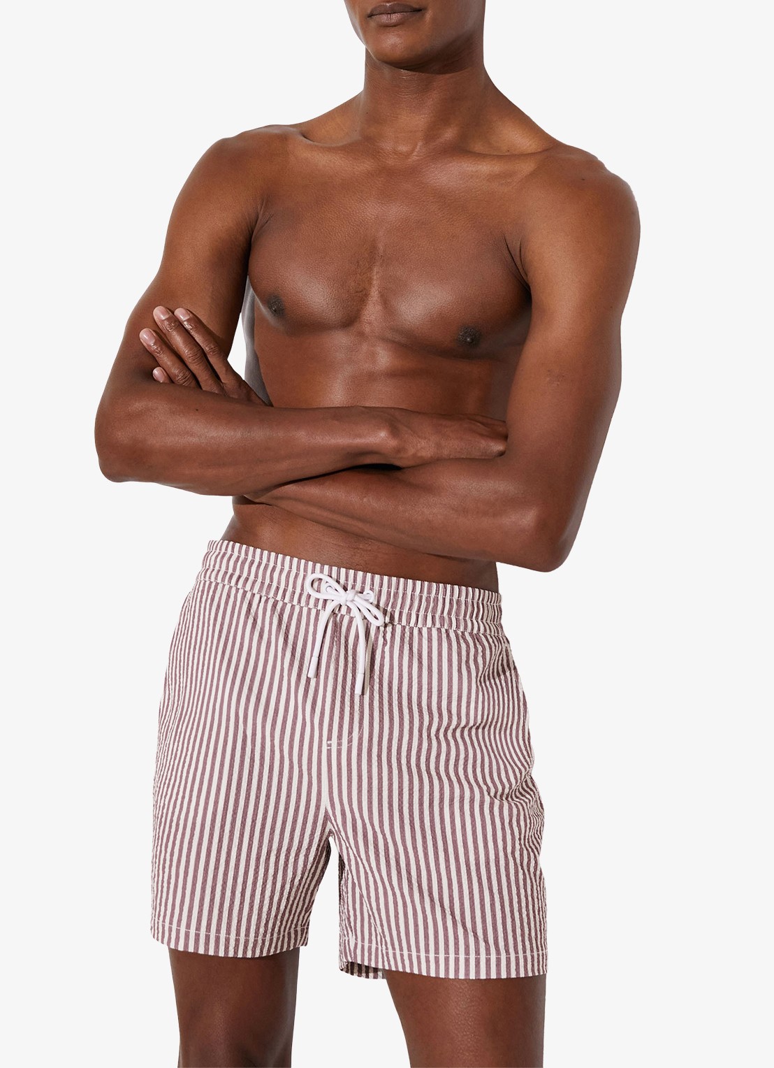 Reiss Bay Seesucker zwemshort met streepprint  - detail 2 lichtroze