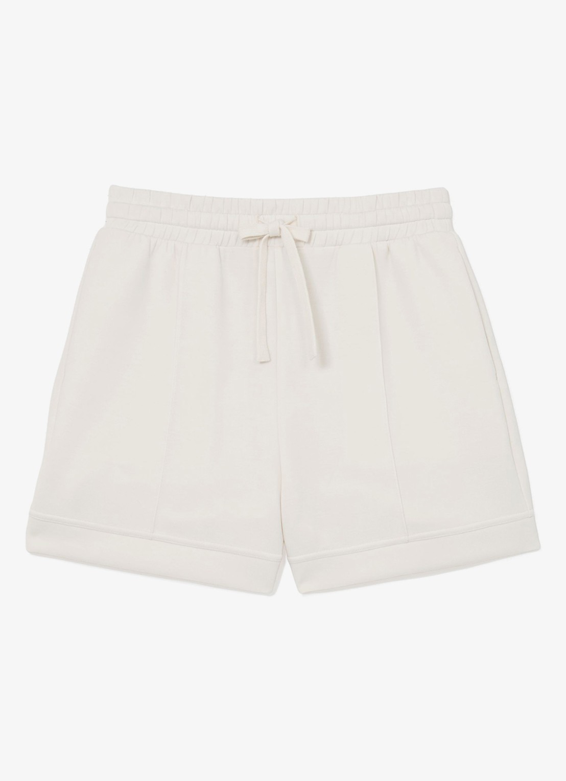 Reiss Bea high waist straight fit korte broek met steekzakken - voorkant 5 creme
