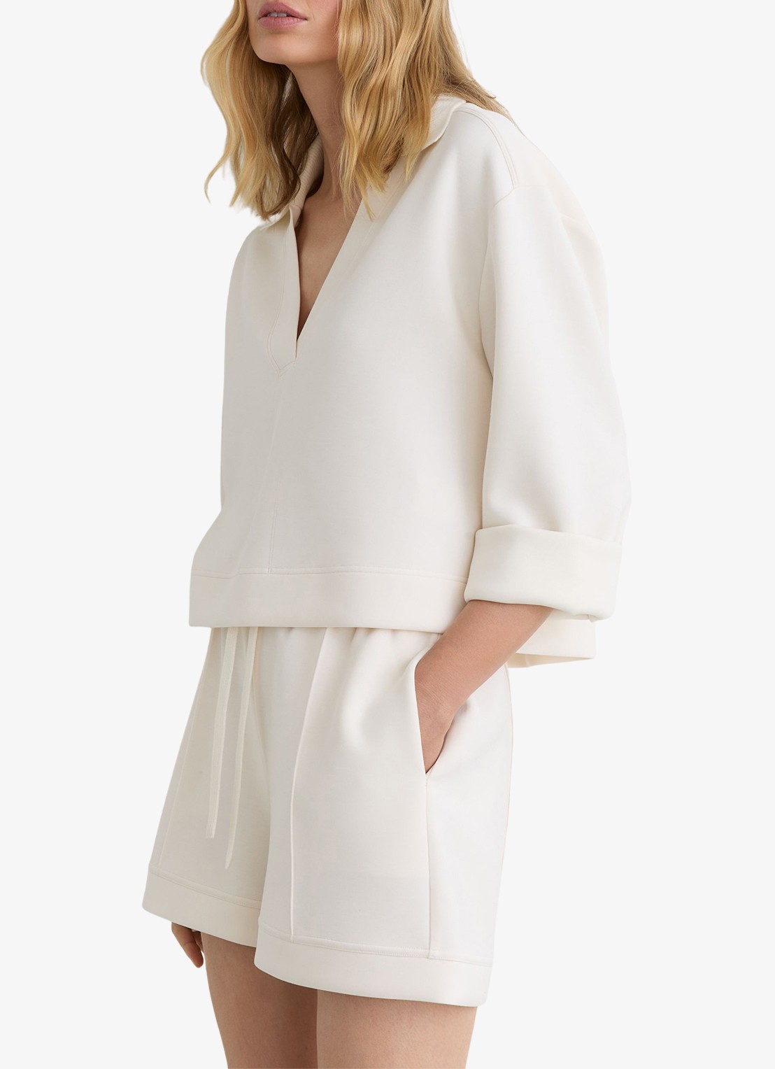 Reiss Bea sweater met kraag - detail 3 creme