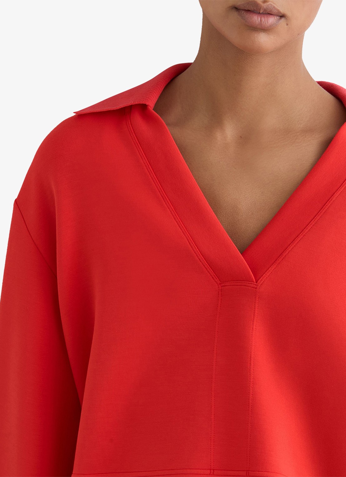 Reiss Bea sweater met kraag - detail 5 koraal