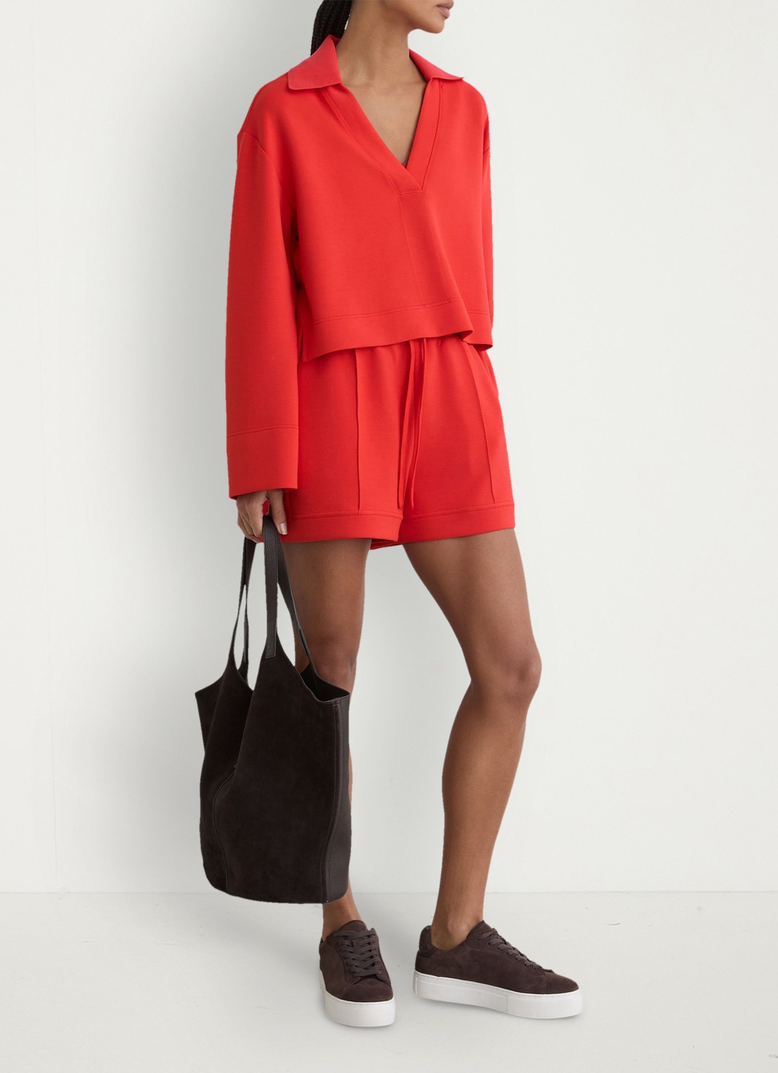 Reiss Bea sweater met kraag - voorkant 3 koraal