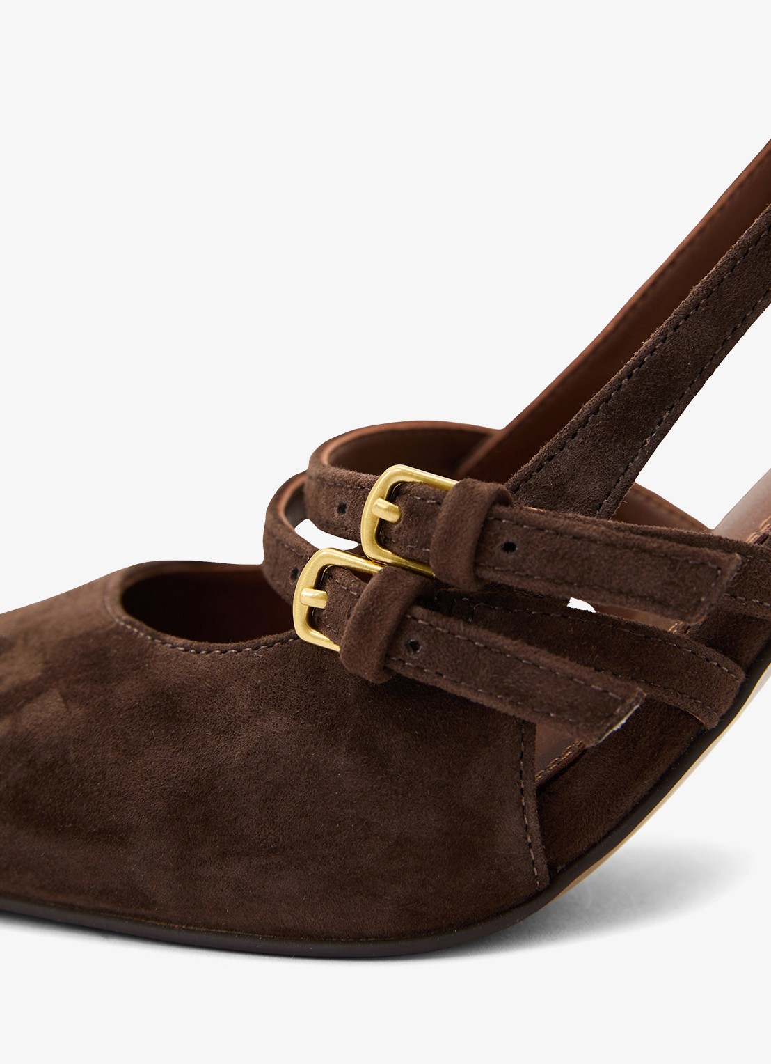 Reiss Beatrice sling-back van suède - detail 5 chocoladebruin