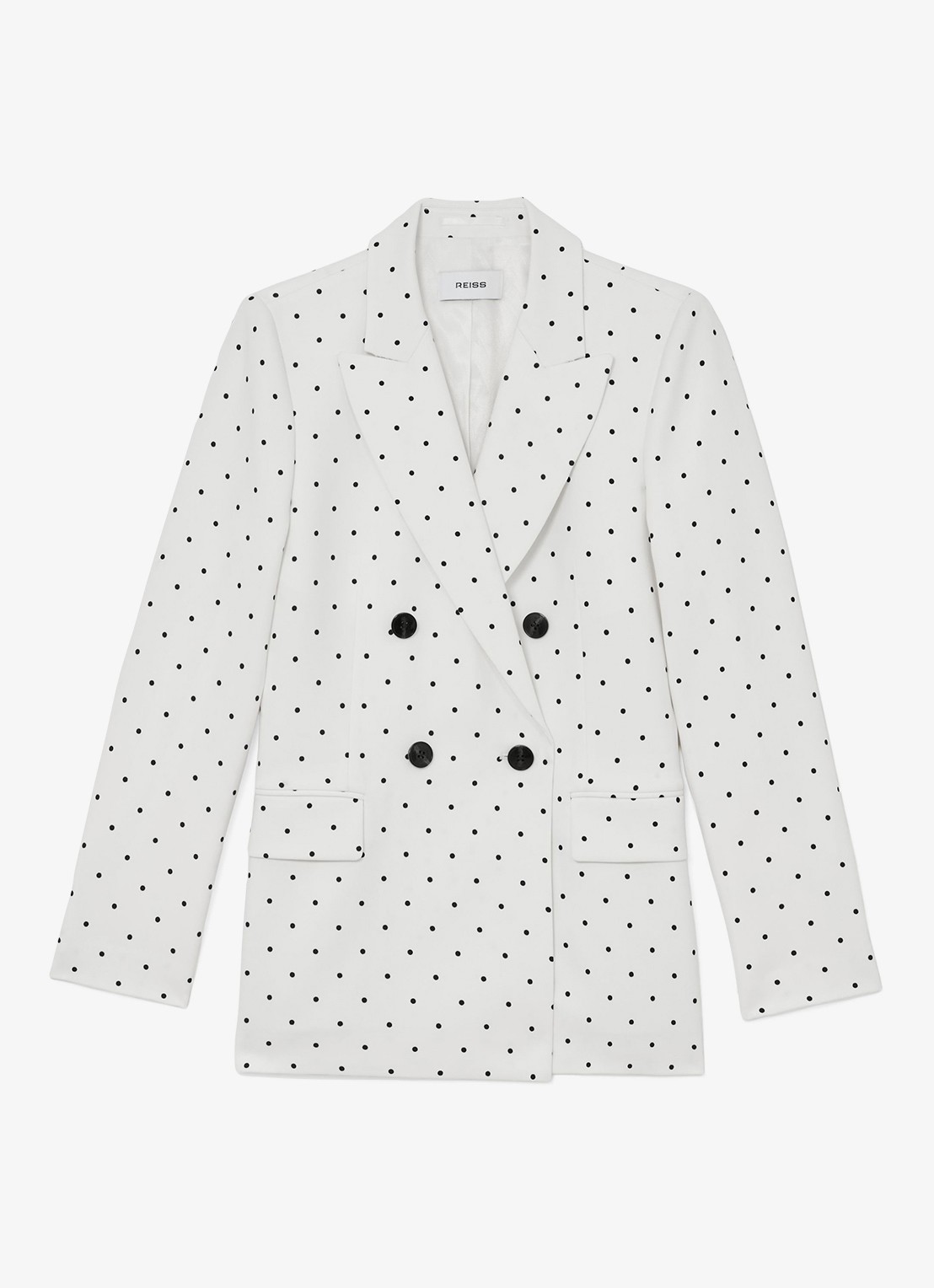 Reiss Beatrix double-breasted blazer met stippenprint - voorkant wit