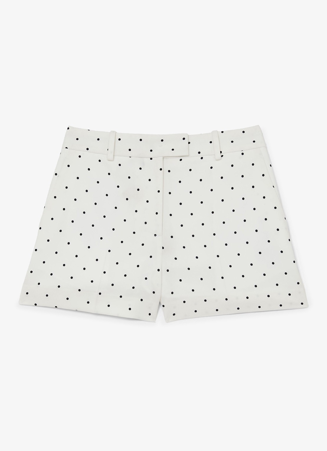 Reiss Beatrix high waist wide fit korte broek met stippenprint - voorkant 6 wit