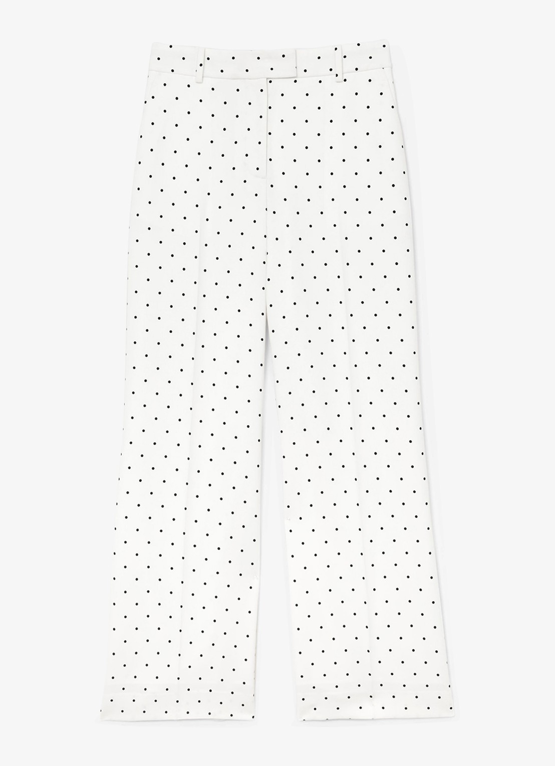 Reiss Beatrix high waist wide fit pantalon met stippenprint - voorkant wit