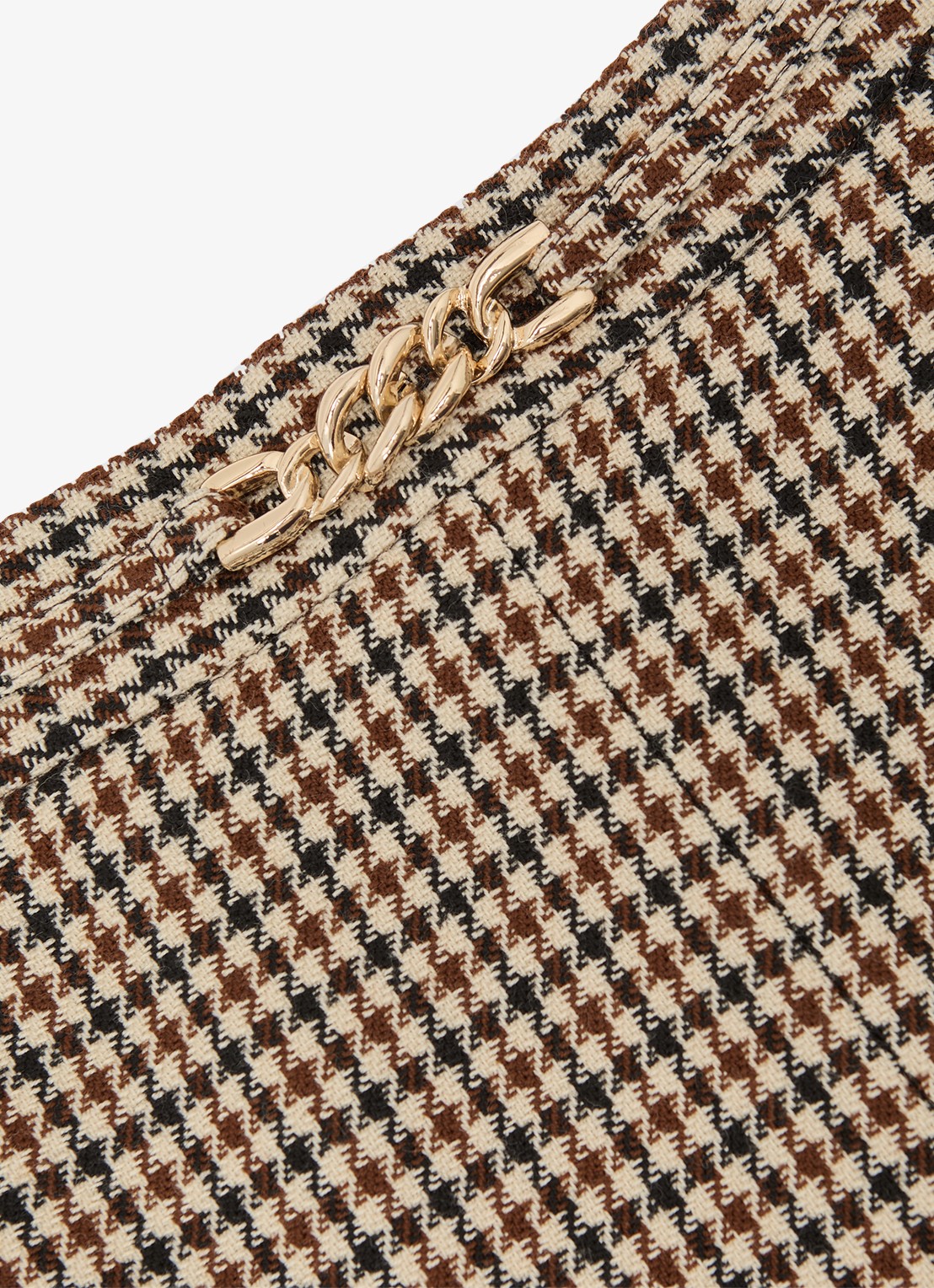 Reiss Beatrix minirok in wolblend met pied-de-poule dessin  - detail 6 beige