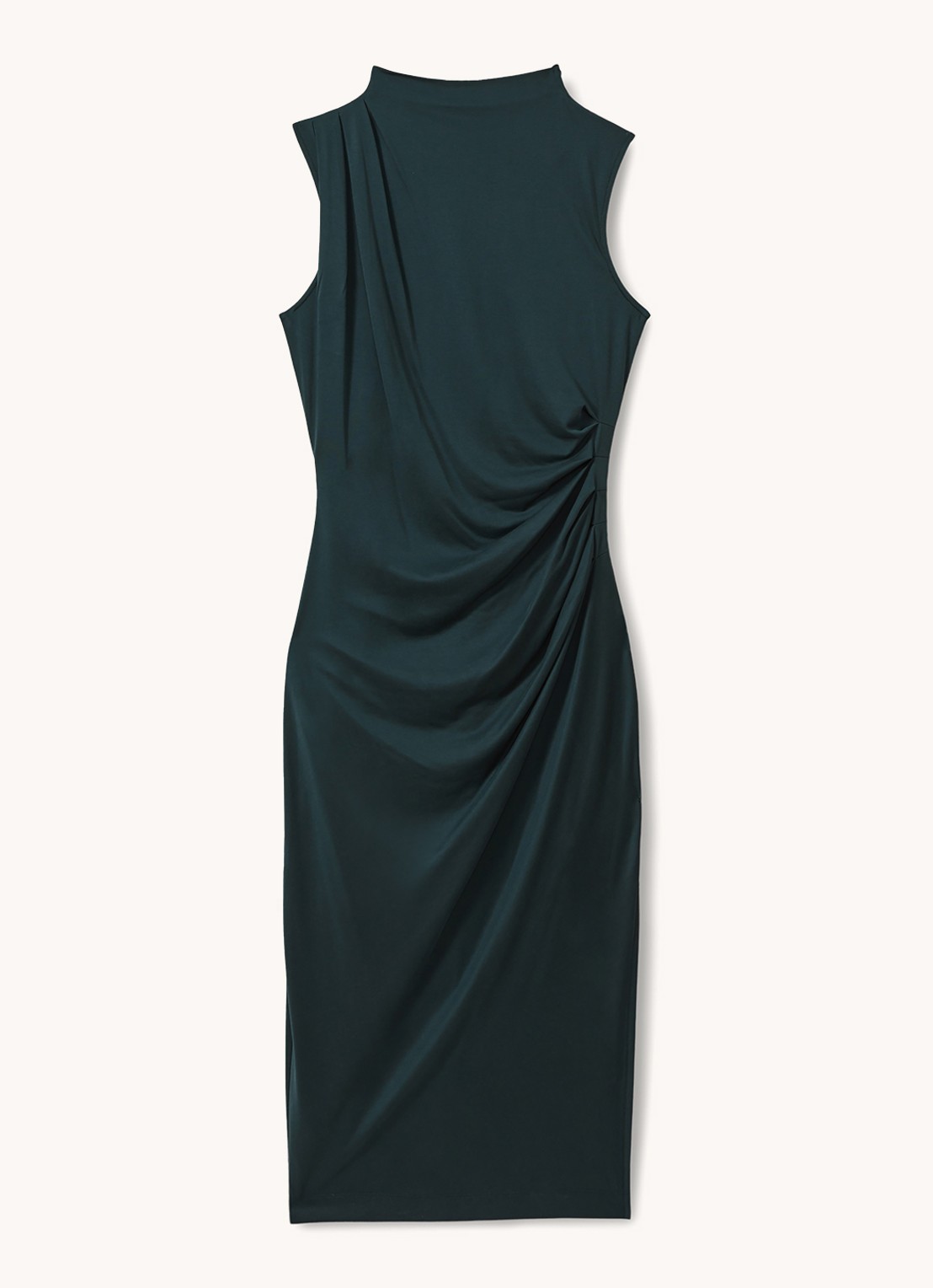 Reiss Beaux midi jurk met plooidetail - voorkant 3 groen