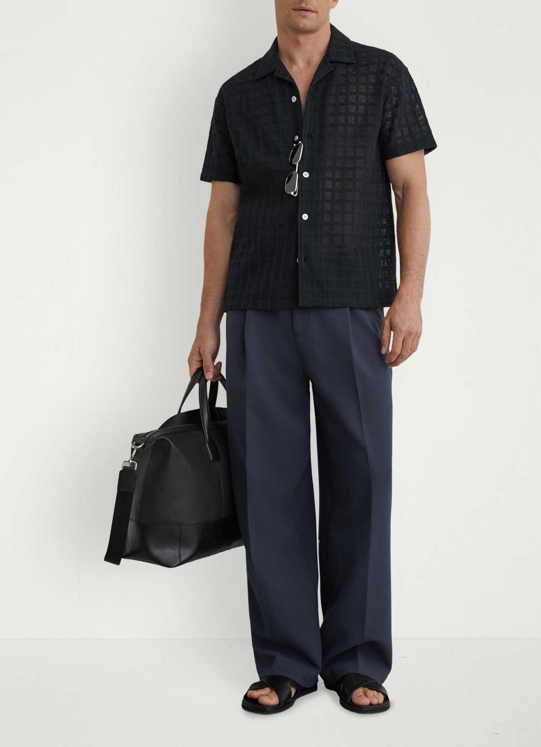 Reiss Belardo overhemd met structuur - voorkant 3 donkerblauw